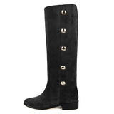 Amarillide suede, black - wide calf boots, large fit boots, calf fitting boots, narrow calf boots