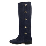 Amarillide suede, night blue - wide calf boots, large fit boots, calf fitting boots, narrow calf boots