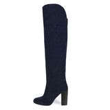 Lunaria suede, night blue - wide calf boots, large fit boots, calf fitting boots, narrow calf boots