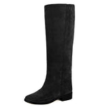 Dalia suede, black - wide calf boots, large fit boots, calf fitting boots, narrow calf boots