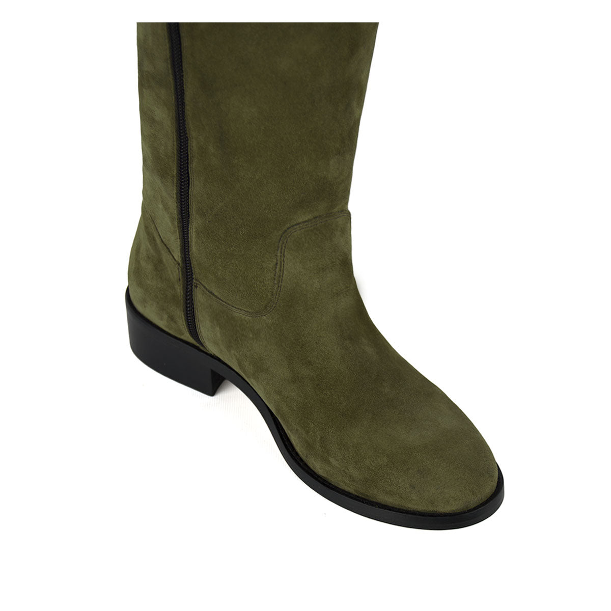Dalia suede, olive green - wide calf boots, large fit boots, calf fitting boots, narrow calf boots