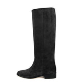 Achillea suede, black - wide calf boots, large fit boots, calf fitting boots, narrow calf boots