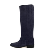 Achillea suede, night blue - wide calf boots, large fit boots, calf fitting boots, narrow calf boots