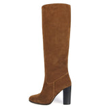 Cosmea suede, cognac - wide calf boots, large fit boots, calf fitting boots, narrow calf boots