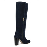 Cosmea suede, night blue - wide calf boots, large fit boots, calf fitting boots, narrow calf boots