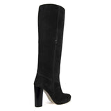 Ribes suede, black - wide calf boots, large fit boots, calf fitting boots, narrow calf boots