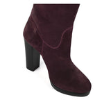 Ribes suede, burgundy - wide calf boots, large fit boots, calf fitting boots, narrow calf boots