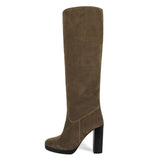 Ribes suede, sand - wide calf boots, large fit boots, calf fitting boots, narrow calf boots