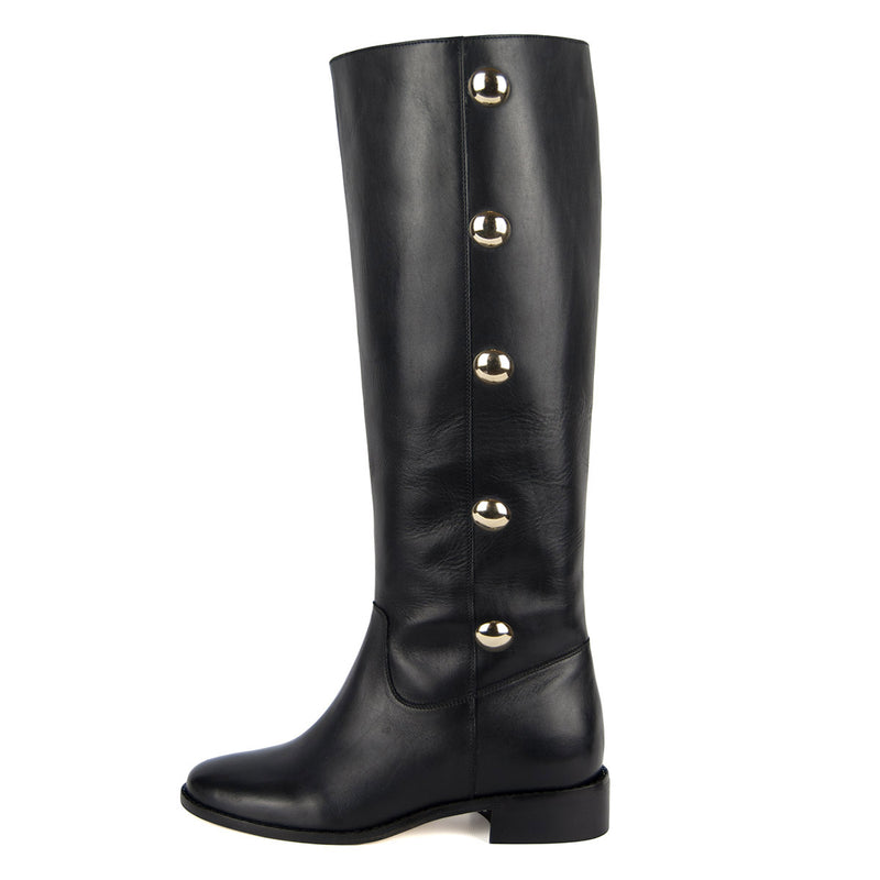 Amarillide, black - wide calf boots, large fit boots, calf fitting boots, narrow calf boots