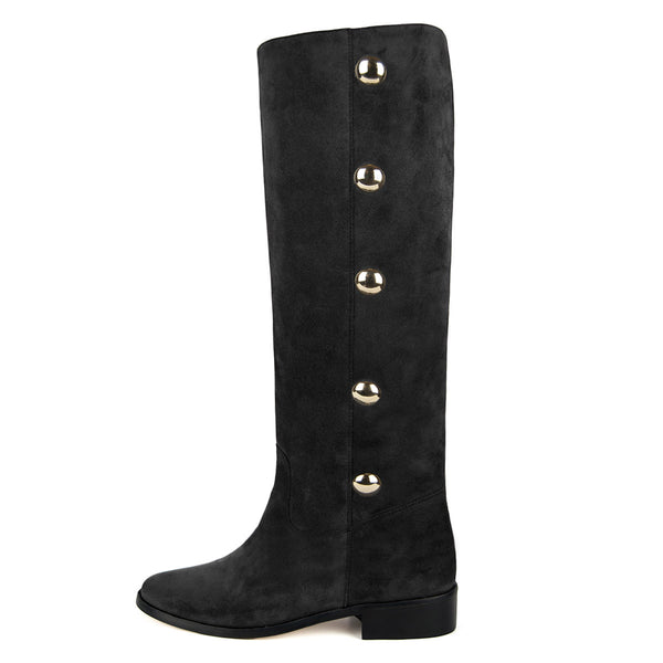 Amarillide suede, black - wide calf boots, large fit boots, calf fitting boots, narrow calf boots