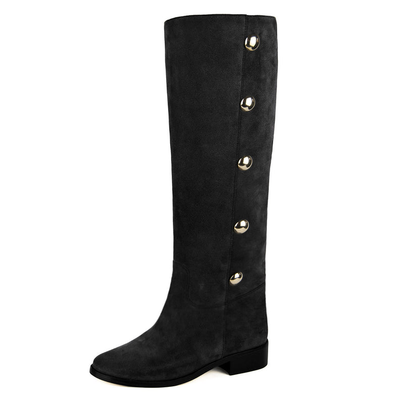 Amarillide suede, black - wide calf boots, large fit boots, calf fitting boots, narrow calf boots