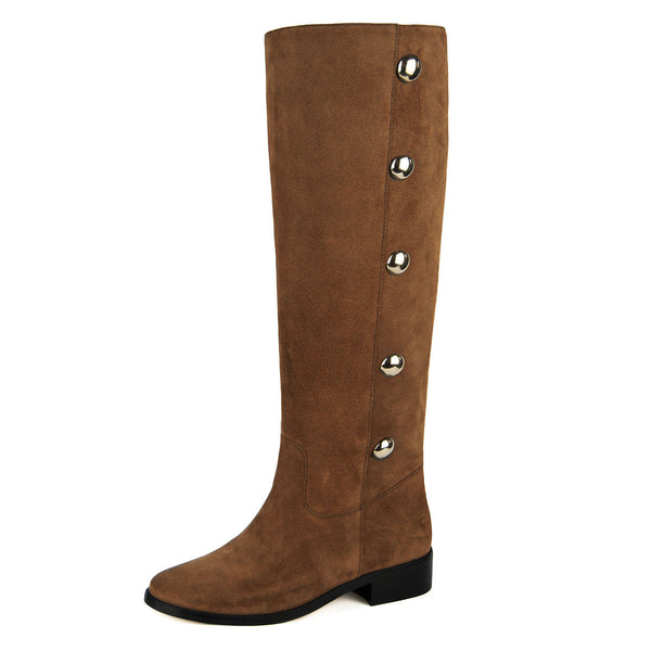 Amarillide suede, cognac - wide calf boots, large fit boots, calf fitting boots, narrow calf boots