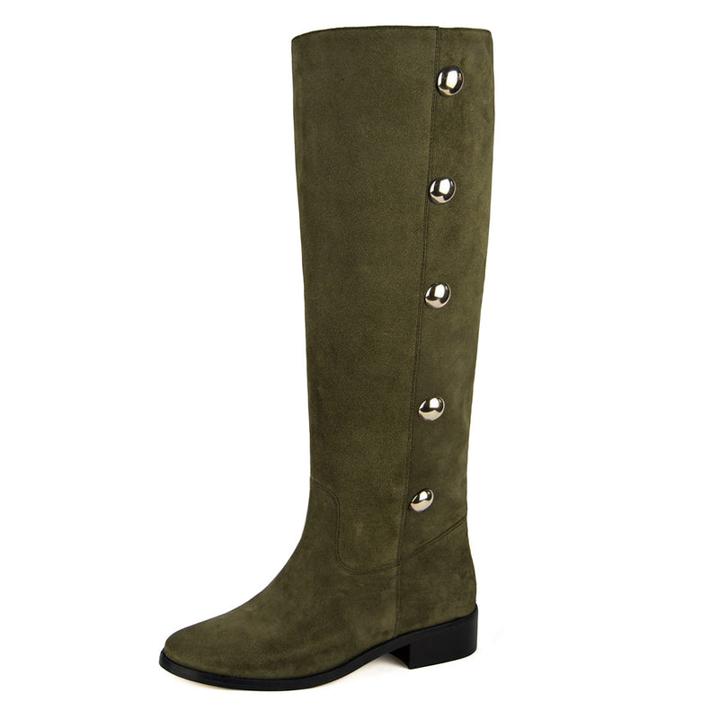 Amarillide suede, olive green - wide calf boots, large fit boots, calf fitting boots, narrow calf boots