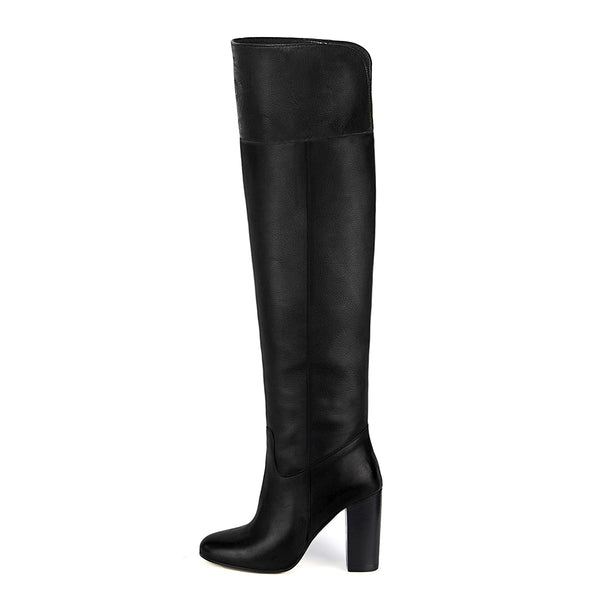 Lunaria, black - wide calf boots, large fit boots, calf fitting boots, narrow calf boots