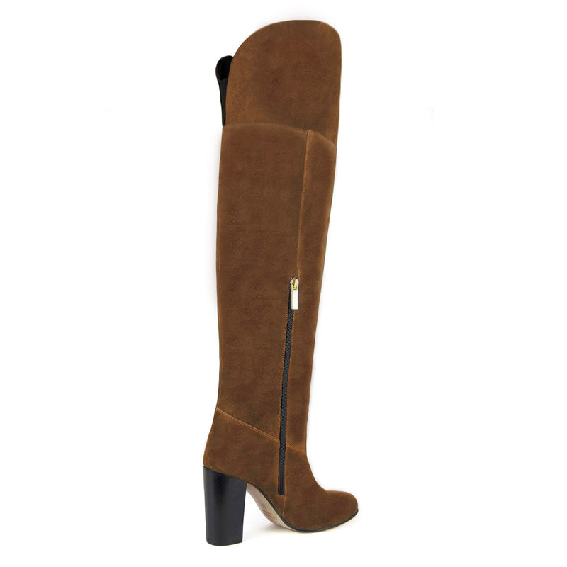 Lunaria suede, cognac - wide calf boots, large fit boots, calf fitting boots, narrow calf boots