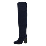 Lunaria suede, night blue - wide calf boots, large fit boots, calf fitting boots, narrow calf boots