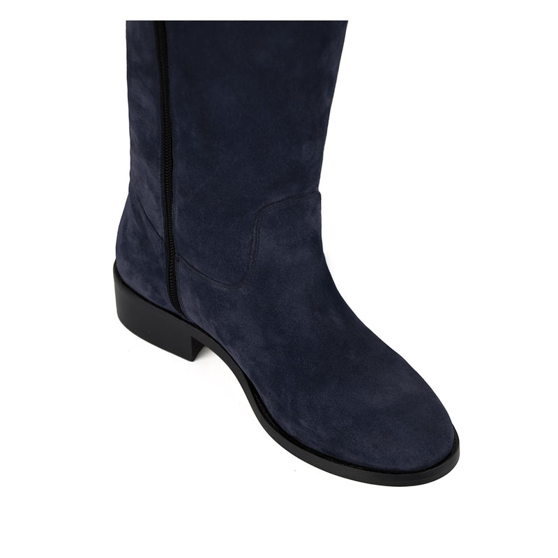 Amarillide suede, night blue - wide calf boots, large fit boots, calf fitting boots, narrow calf boots