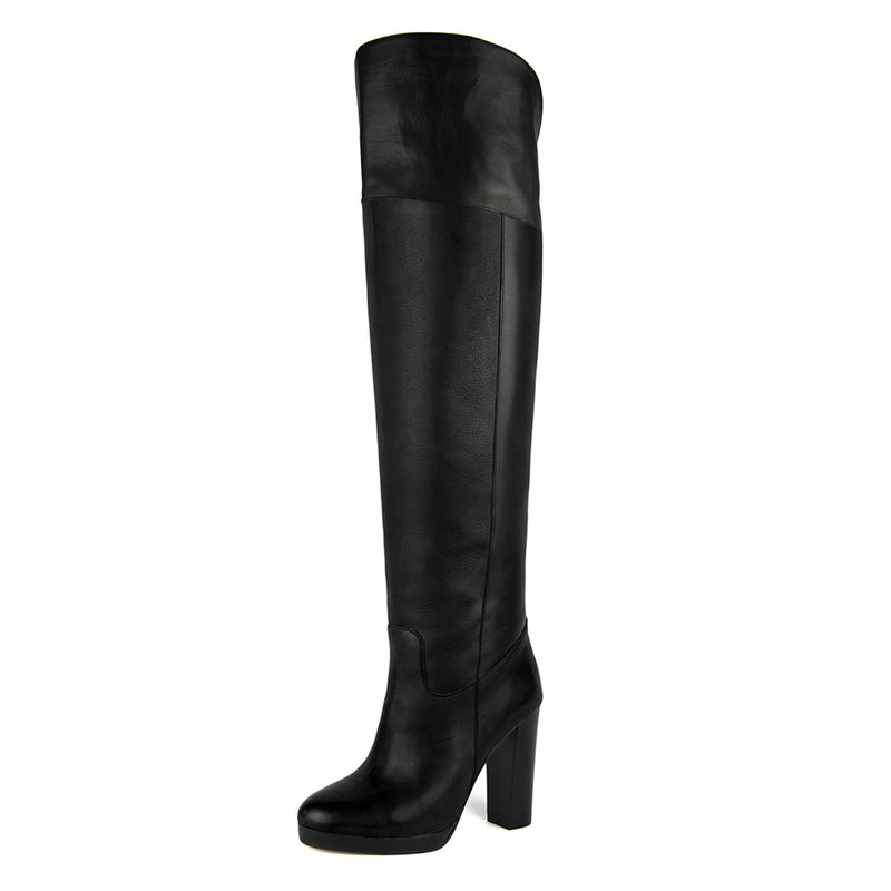 Narciso, black - wide calf boots, large fit boots, calf fitting boots, narrow calf boots