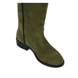 Achillea suede, olive green - wide calf boots, large fit boots, calf fitting boots, narrow calf boots