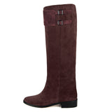 Spirea suede, burgundy - wide calf boots, large fit boots, calf fitting boots, narrow calf boots