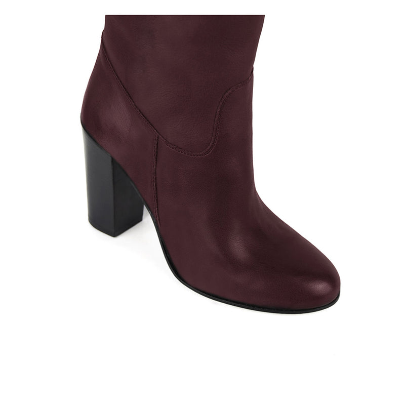 Cosmea, burgundy - wide calf boots, large fit boots, calf fitting boots, narrow calf boots