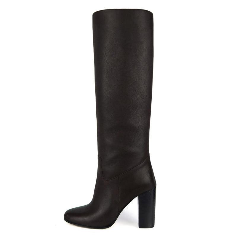 Cosmea, dark brown - wide calf boots, large fit boots, calf fitting boots, narrow calf boots