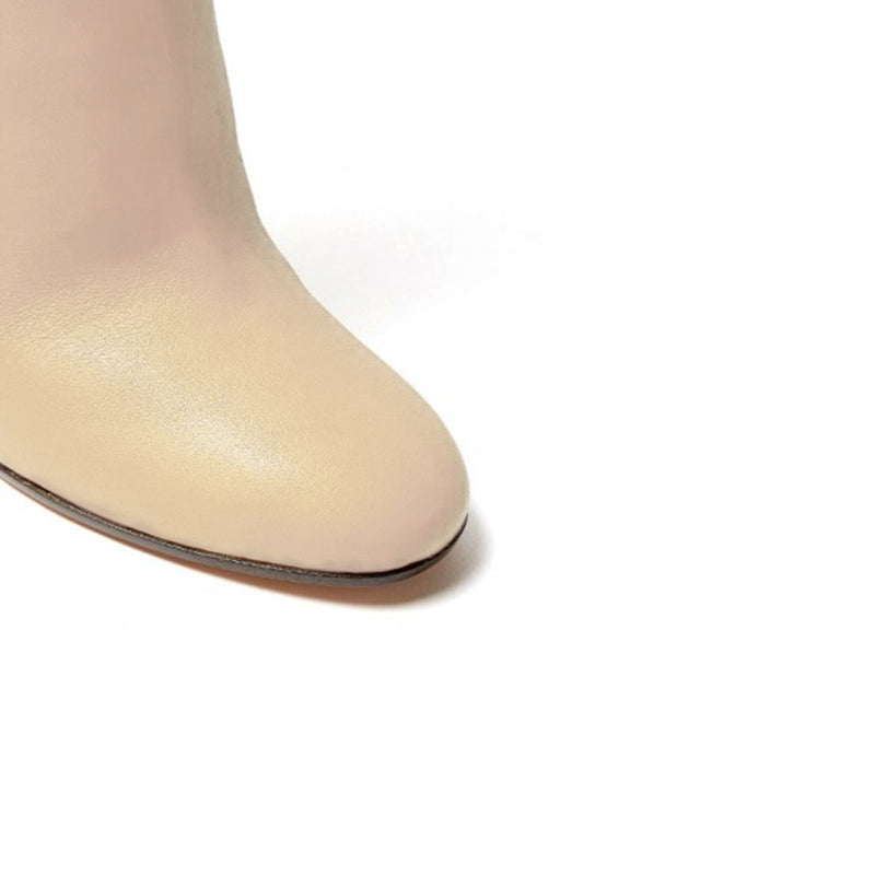 Hebe, beige nude - wide calf boots, large fit boots, calf fitting boots, narrow calf boots