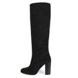Cosmea suede, black - wide calf boots, large fit boots, calf fitting boots, narrow calf boots