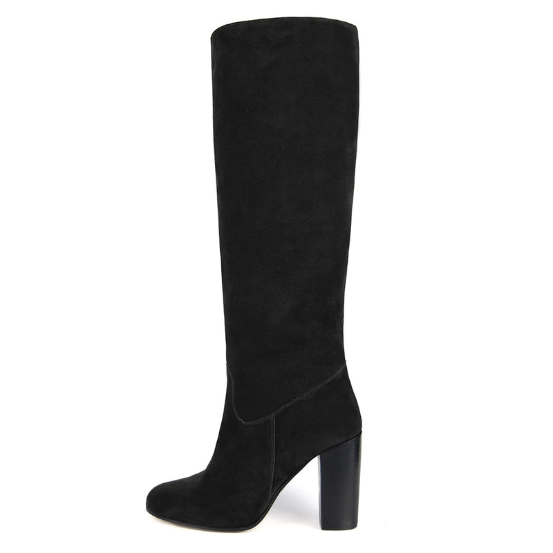 Cosmea suede, black - wide calf boots, large fit boots, calf fitting boots, narrow calf boots