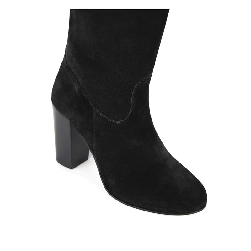 Cosmea suede, black - wide calf boots, large fit boots, calf fitting boots, narrow calf boots