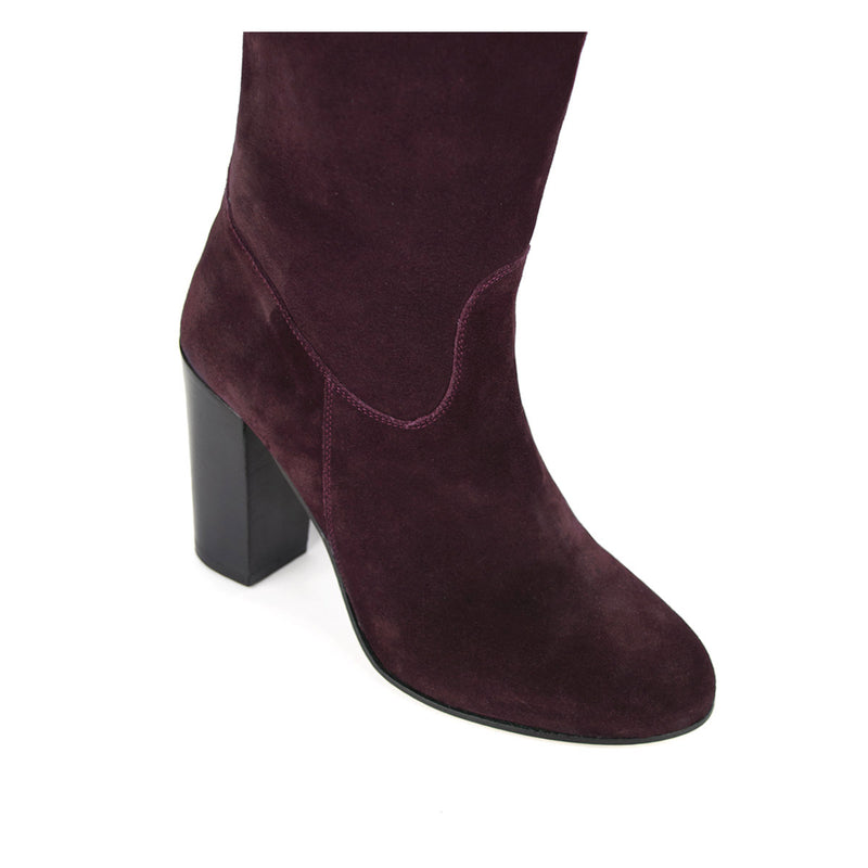 Lunaria suede, burgundy - wide calf boots, large fit boots, calf fitting boots, narrow calf boots