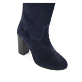 Cosmea suede, night blue - wide calf boots, large fit boots, calf fitting boots, narrow calf boots