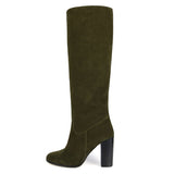Cosmea suede, olive green - wide calf boots, large fit boots, calf fitting boots, narrow calf boots
