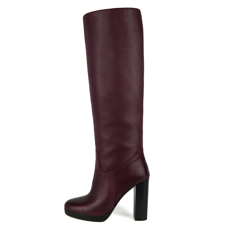Ribes, burgundy - wide calf boots, large fit boots, calf fitting boots, narrow calf boots