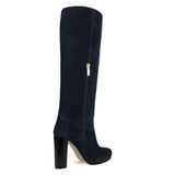 Ribes suede, night blue - wide calf boots, large fit boots, calf fitting boots, narrow calf boots