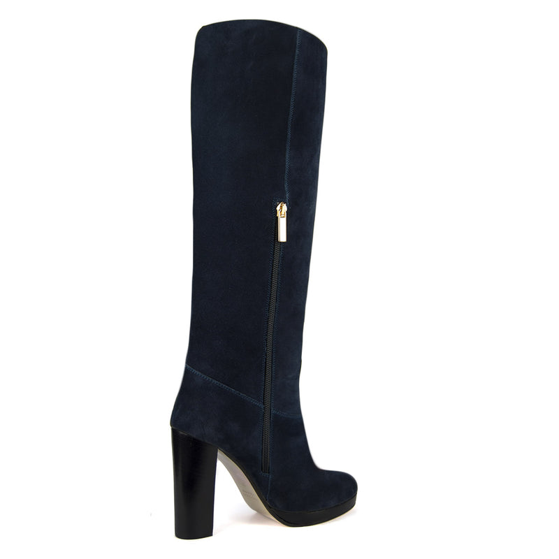 Ribes suede, night blue - wide calf boots, large fit boots, calf fitting boots, narrow calf boots