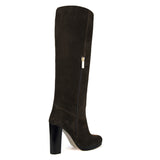 Ribes suede, dark brown - wide calf boots, large fit boots, calf fitting boots, narrow calf boots