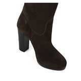Ribes suede, dark brown - wide calf boots, large fit boots, calf fitting boots, narrow calf boots