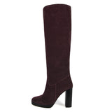 Ribes suede, burgundy - wide calf boots, large fit boots, calf fitting boots, narrow calf boots