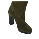 Ribes suede, olive green - wide calf boots, large fit boots, calf fitting boots, narrow calf boots