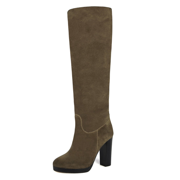 Ribes suede, sand - wide calf boots, large fit boots, calf fitting boots, narrow calf boots
