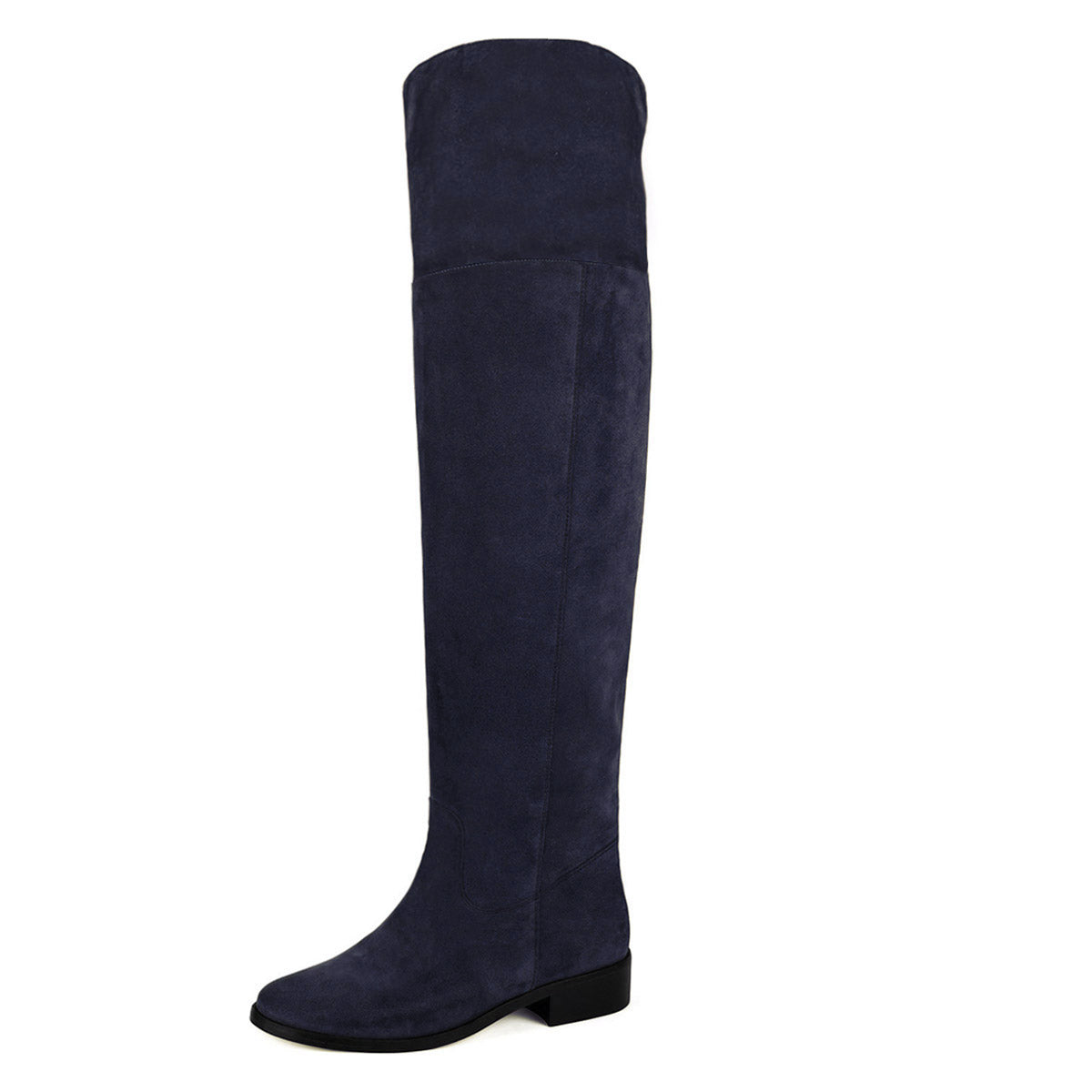 Mora suede, night blue - wide calf boots, large fit boots, calf fitting boots, narrow calf boots